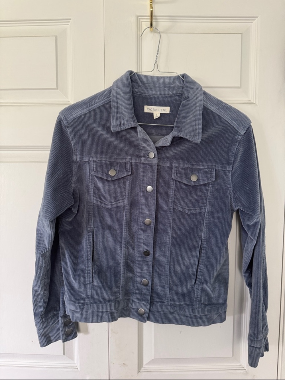 Cactus + Pearl Women's Corduroy Jacket in Slate Blue S